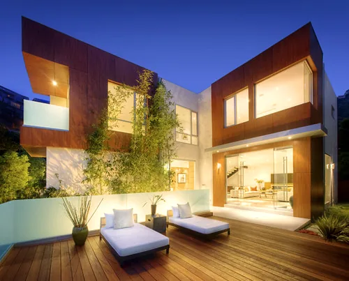 Home exterior at dusk